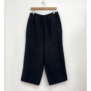 FLAX Linen Lagenlook Artsy Elastic Waist Pull-On Oversized Relaxed Crop Pants S